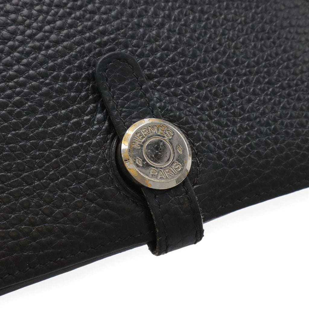 Hermes Dogon Duo GM Bifold Wallet Taurillon Clemence Leather Black with Coin — view 4