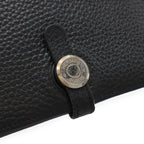 Hermes Dogon Duo GM Bifold Wallet Taurillon Clemence Leather Black with Coin — view 4