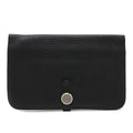 Hermes Dogon Duo GM Bifold Wallet Taurillon Clemence Leather Black with Coin