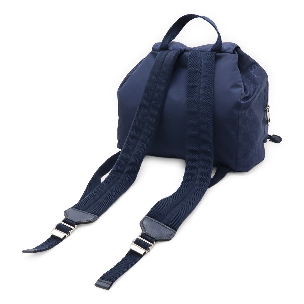 Gucci GG Nylon Backpack Leather Navy Silver — view 2