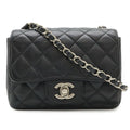 Chanel Quilted CC Logo Mini Flap Chain Shoulder Bag Pochette Caviar Leather