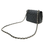 Chanel Quilted CC Logo Mini Flap Chain Shoulder Bag Pochette Caviar Leather — view 2