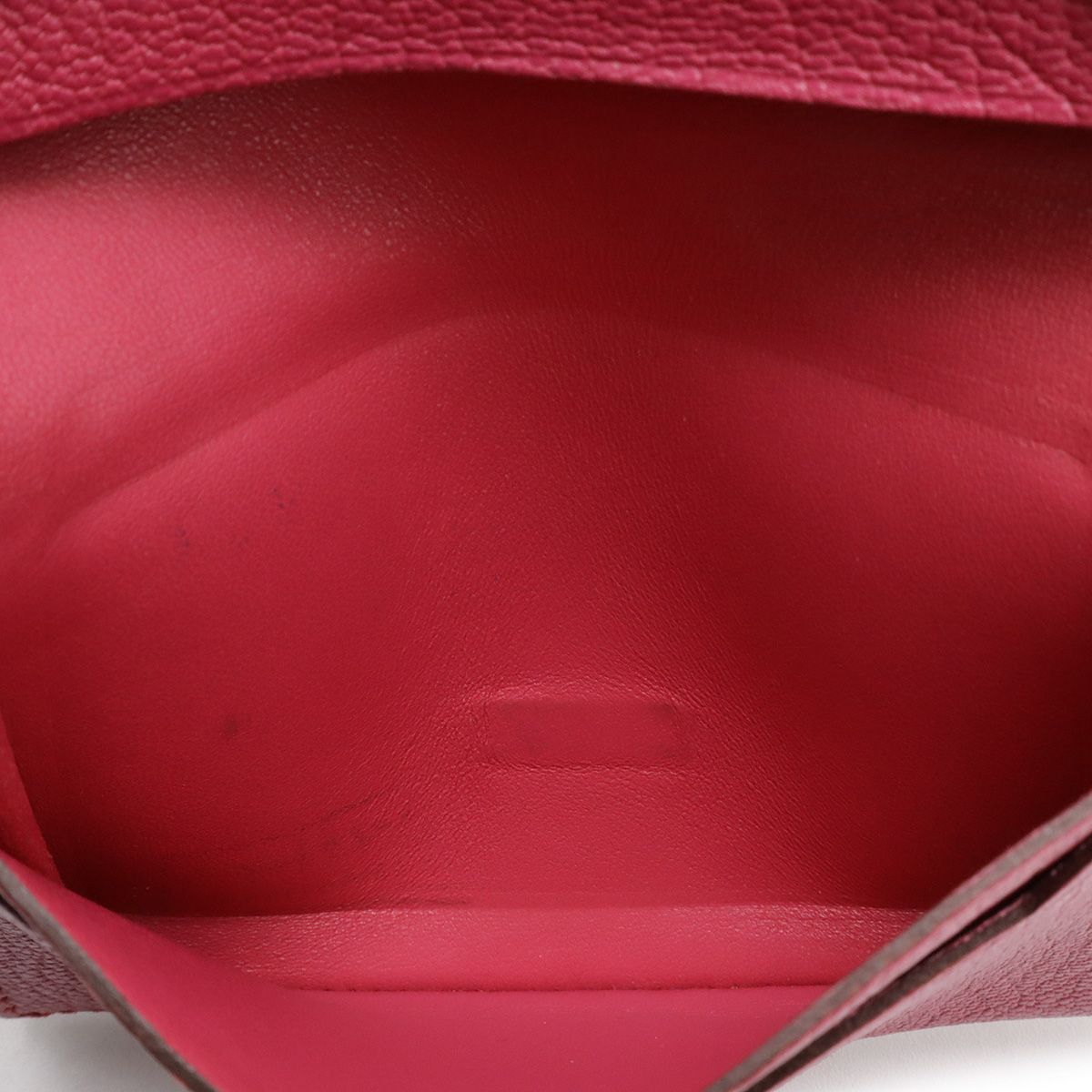 Hermes Bearn Card Case Business Chevre Leather Fuchsia Pink Silver — view 6
