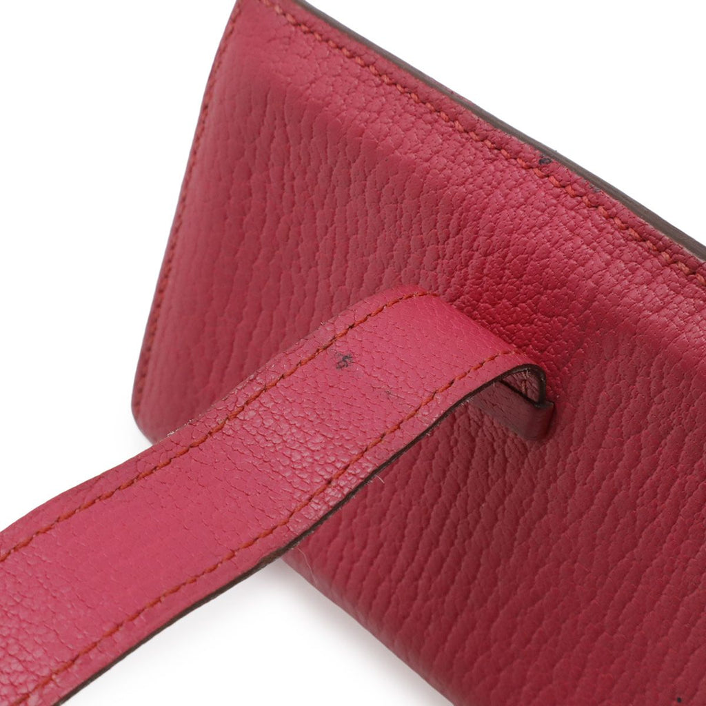Hermes Bearn Card Case Business Chevre Leather Fuchsia Pink Silver — view 8