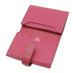 Hermes Bearn Card Case Business Chevre Leather Fuchsia Pink Silver — view 5