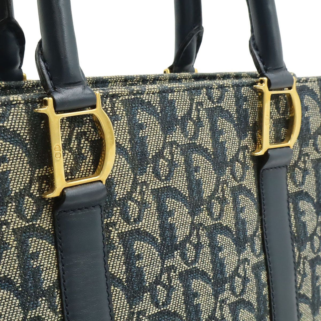 Dior Trotter Tote Jacquard Canvas Leather Navy Gold — view 7