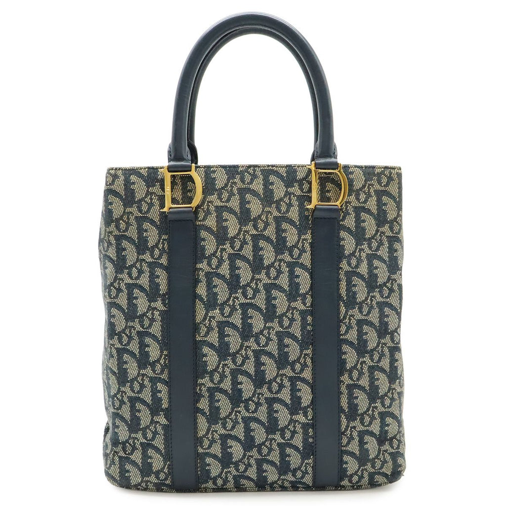 Dior Trotter Tote Jacquard Canvas Leather Navy Gold