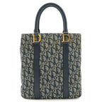 Dior Trotter Tote Jacquard Canvas Leather Navy Gold