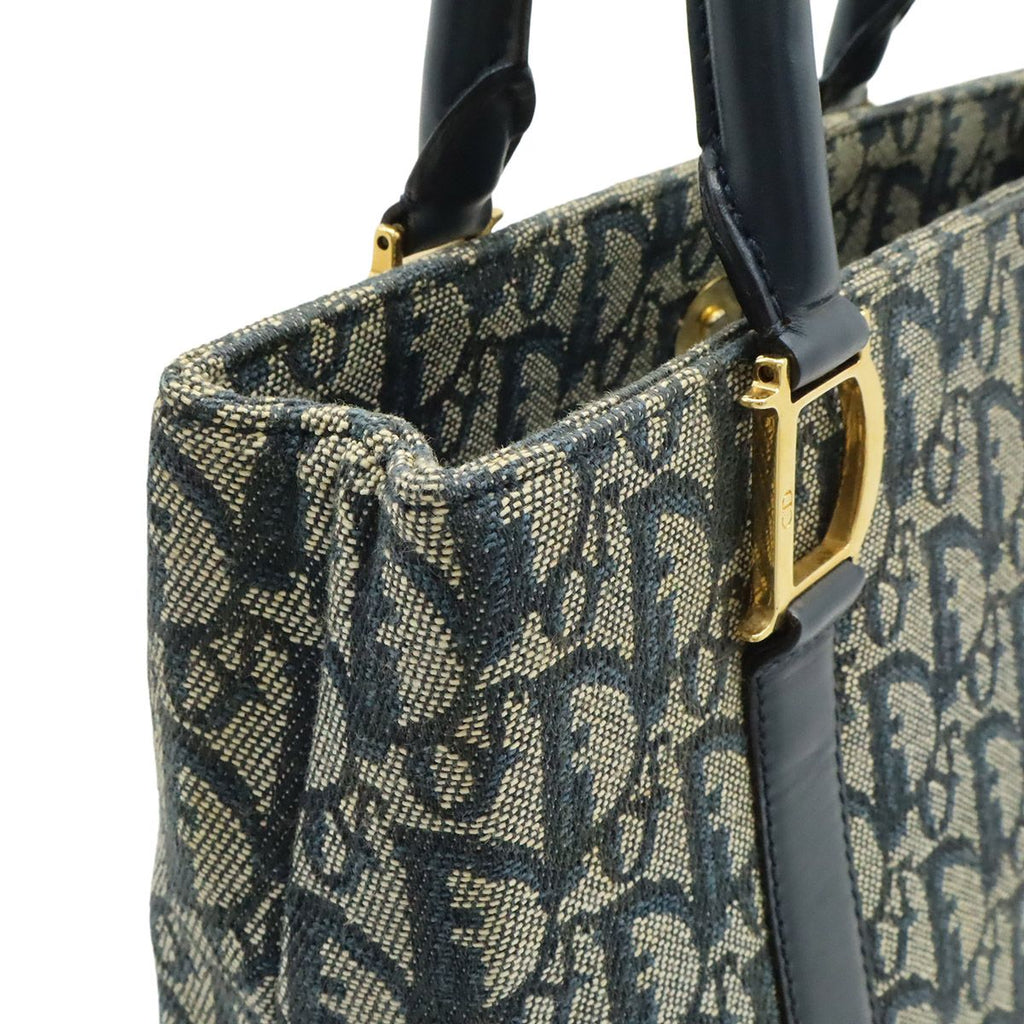 Dior Trotter Tote Jacquard Canvas Leather Navy Gold — view 5