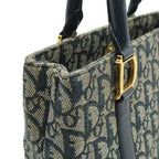 Dior Trotter Tote Jacquard Canvas Leather Navy Gold — view 5
