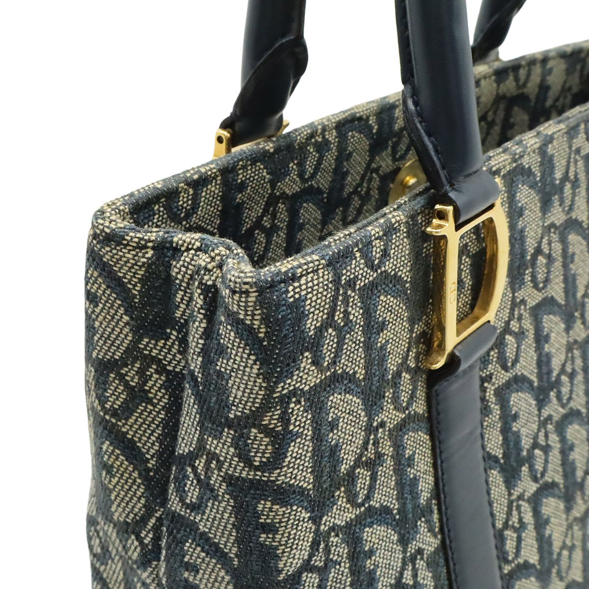 Dior Trotter Tote Jacquard Canvas Leather Navy Gold — view 5