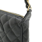 Chanel Quilted CC Logo Chain Shoulder Bag Caviar Leather Black Gold — view 6