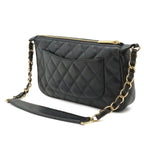 Chanel Quilted CC Logo Chain Shoulder Bag Caviar Leather Black Gold — view 2
