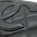 Chanel Quilted CC Logo Chain Shoulder Bag Caviar Leather Black Gold — view 8