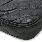 Chanel Quilted CC Logo Chain Shoulder Bag Caviar Leather Black Gold — view 3