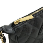 Chanel Quilted CC Logo Chain Shoulder Bag Caviar Leather Black Gold — view 4