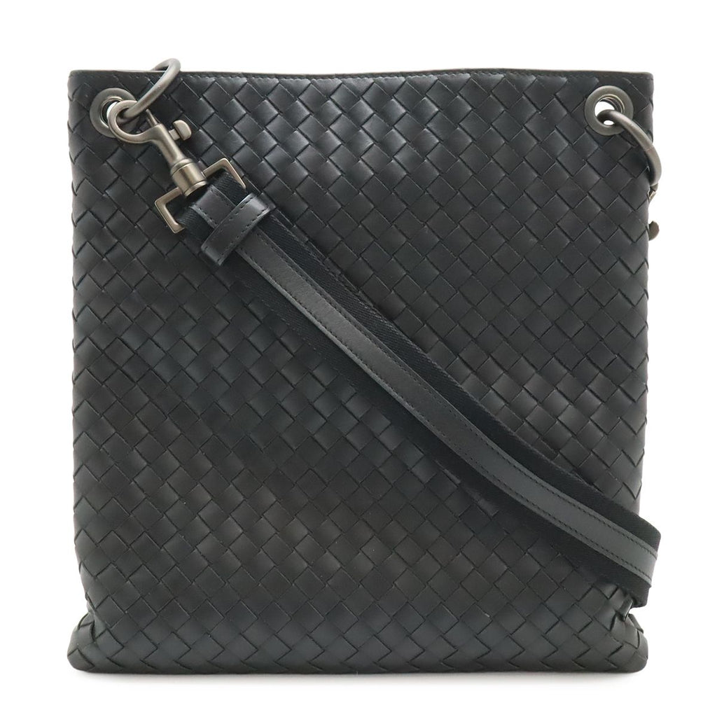 Bottega Veneta Intrecciato Shoulder Bag Crossbody Leather Black