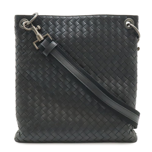 Bottega Veneta Intrecciato Shoulder Bag Crossbody Leather Black