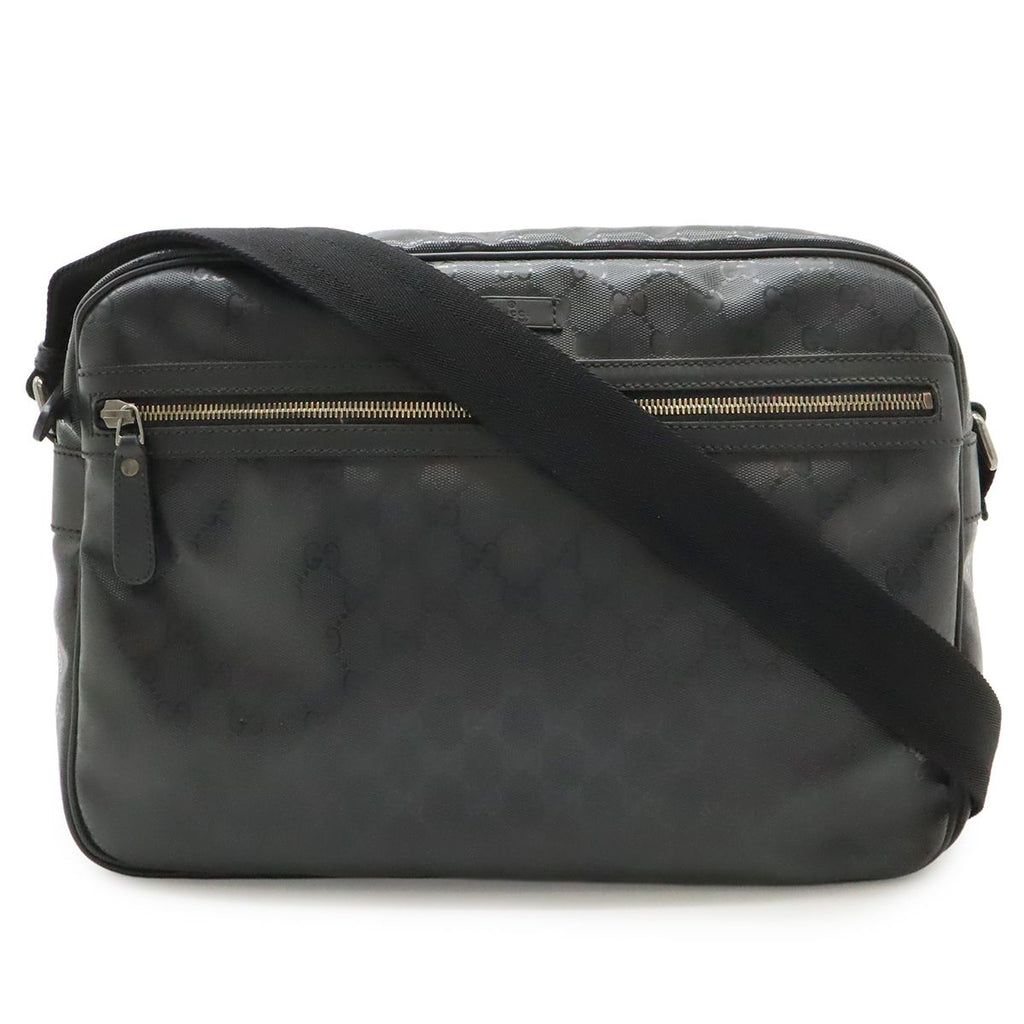 Gucci GG Supreme Shoulder Bag Crossbody Leather Black Silver