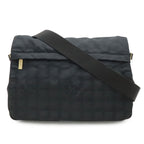 Chanel New Travel Line Messenger Bag Crossbody Nylon Jacquard Black Gold