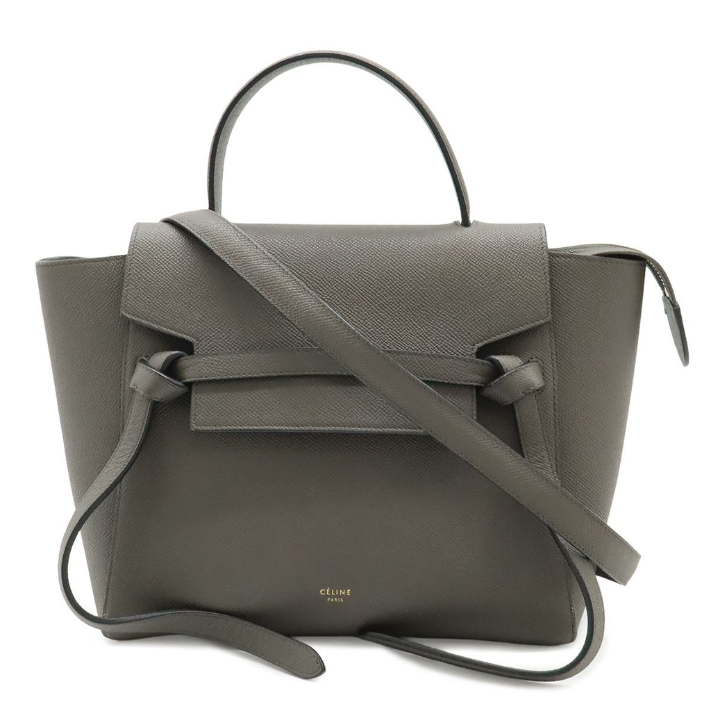 Celine Belt Bag Micro 2-Way Crossbody Leather Gray Gold