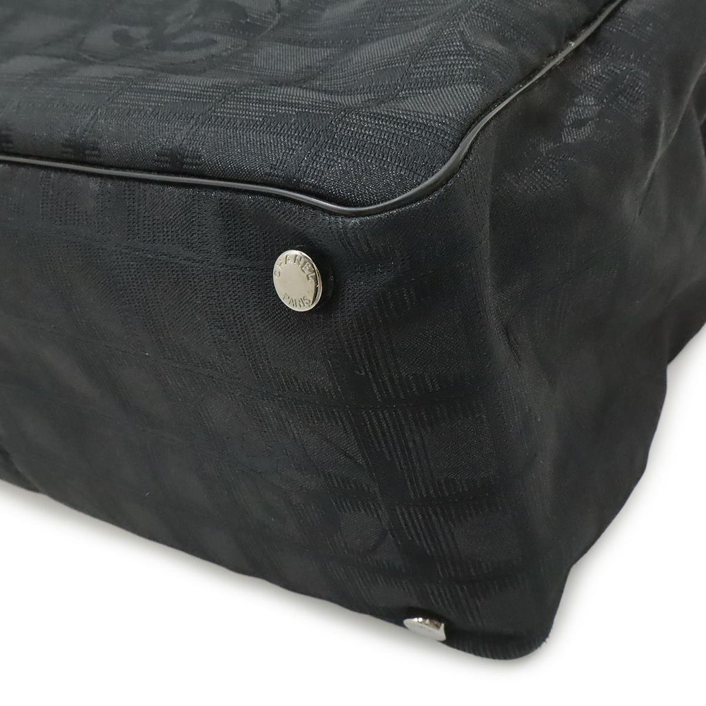 Chanel New Travel Line Tote MM Shoulder Bag Nylon Jacquard Lame Black — view 3