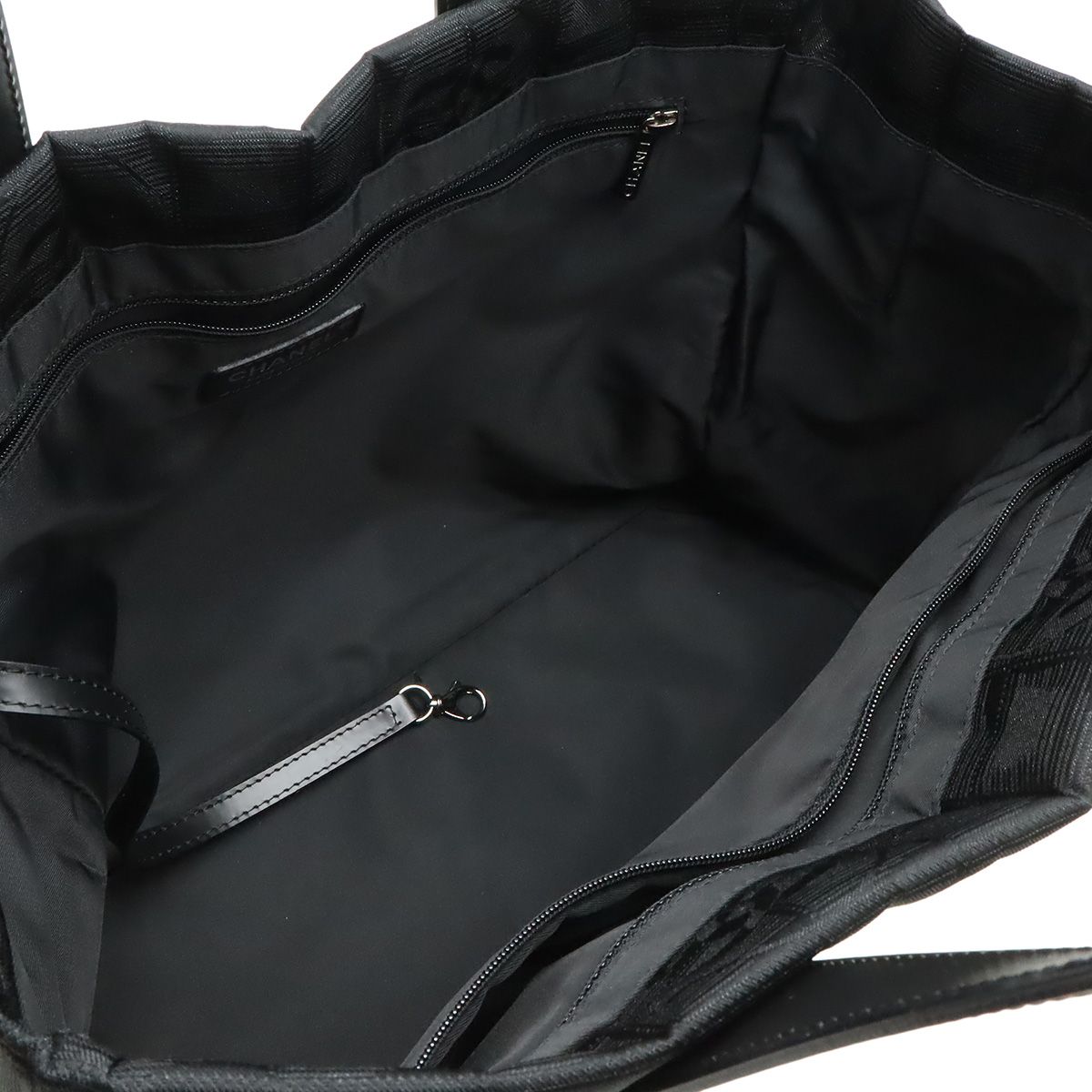 Chanel New Travel Line Tote MM Shoulder Bag Nylon Jacquard Lame Black — view 5
