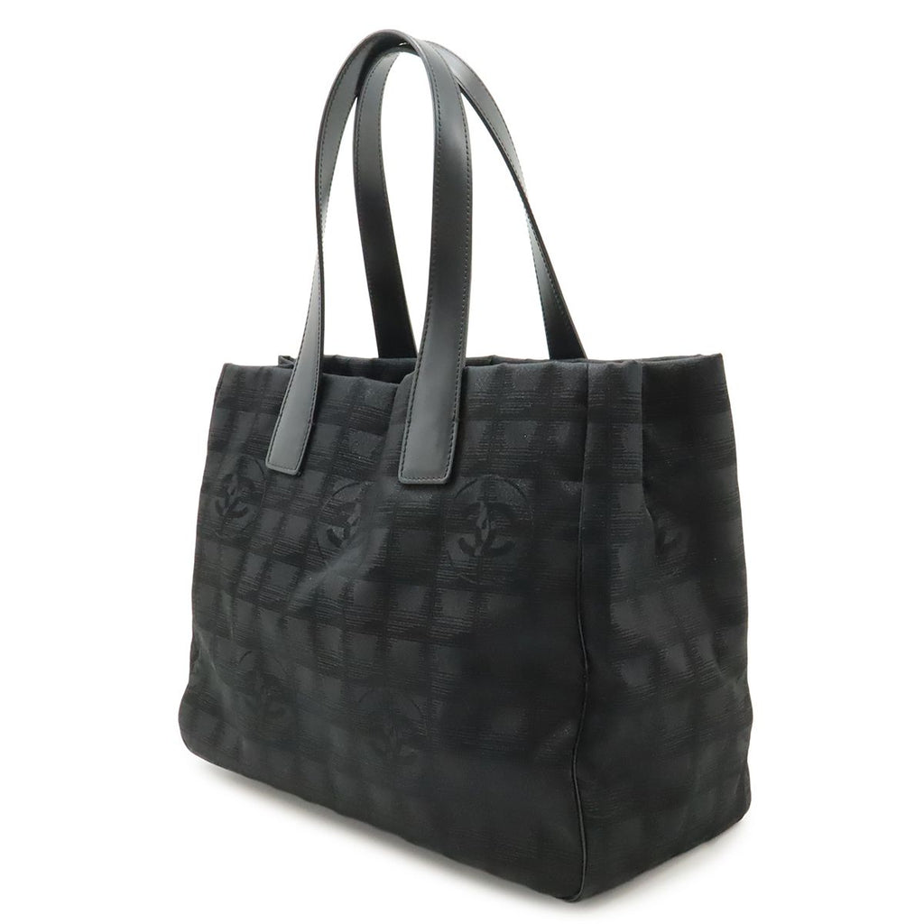 Chanel New Travel Line Tote MM Shoulder Bag Nylon Jacquard Lame Black — view 2