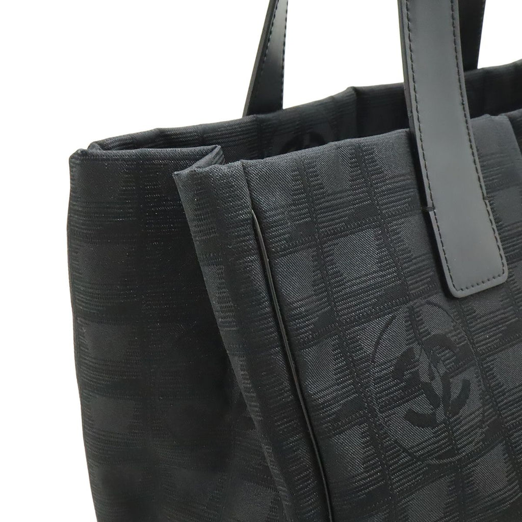 Chanel New Travel Line Tote MM Shoulder Bag Nylon Jacquard Lame Black — view 6