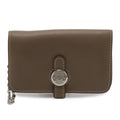 Hermes Dogon Key Case Coin Purse Card with Chain Voswift Leather Etoupe Gray