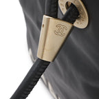 Chanel Camellia Logo Tote Large Shoulder Bag Leather Black Silver — view 6