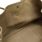 Hermes Garden Party PM Tote Toile Officier Canvas Brown Beige Silver — view 6