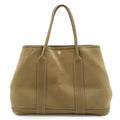 Hermes Garden Party PM Tote Toile Officier Canvas Brown Beige Silver