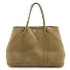 Hermes Garden Party PM Tote Toile Officier Canvas Brown Beige Silver