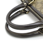 Gucci GG Supreme Mini Boston Bag Leather Khaki Beige Dark Brown Gold — view 5