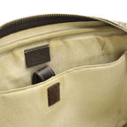 Gucci GG Supreme Business Briefcase Document Purse Leather Beige Dark Brown Gold — view 7