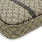Gucci GG Supreme Business Briefcase Document Purse Leather Beige Dark Brown Gold — view 3