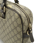 Gucci GG Supreme Business Briefcase Document Purse Leather Beige Dark Brown Gold — view 5