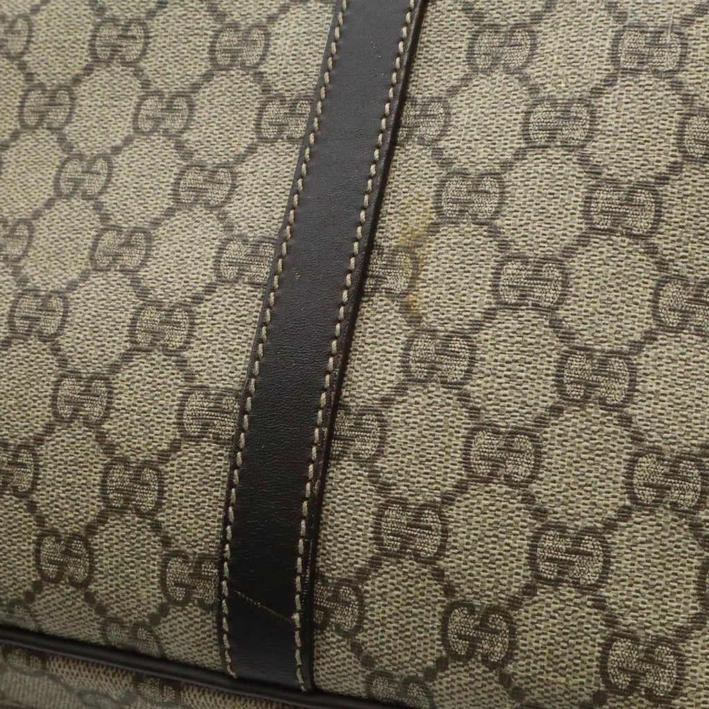 Gucci GG Supreme Business Briefcase Document Purse Leather Beige Dark Brown Gold — view 9