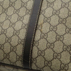 Gucci GG Supreme Business Briefcase Document Purse Leather Beige Dark Brown Gold — view 9