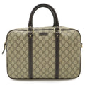 Gucci GG Supreme Business Briefcase Document Purse Leather Beige Dark Brown Gold