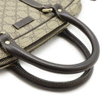 Gucci GG Supreme Business Briefcase Document Purse Leather Beige Dark Brown Gold — view 4