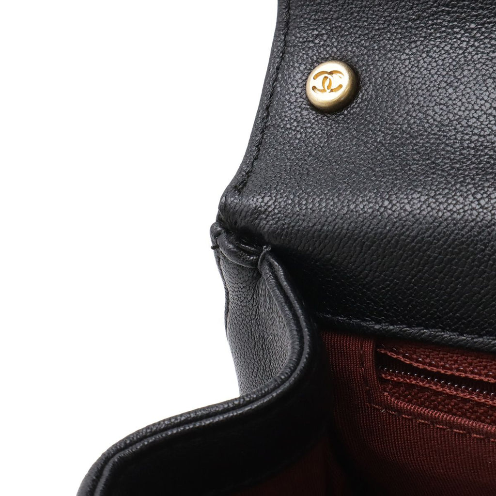 Chanel 19 Quilted Top Handle 2-Way Chain Shoulder Bag Leather Black — view 6