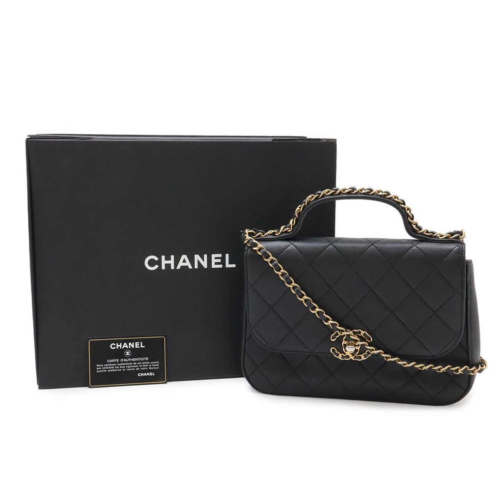 Chanel 19 Quilted Top Handle 2-Way Chain Shoulder Bag Leather Black — view 9