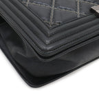 Chanel 25 CC Logo Bead Chain Shoulder Bag Leather Black Antique Silver — view 3