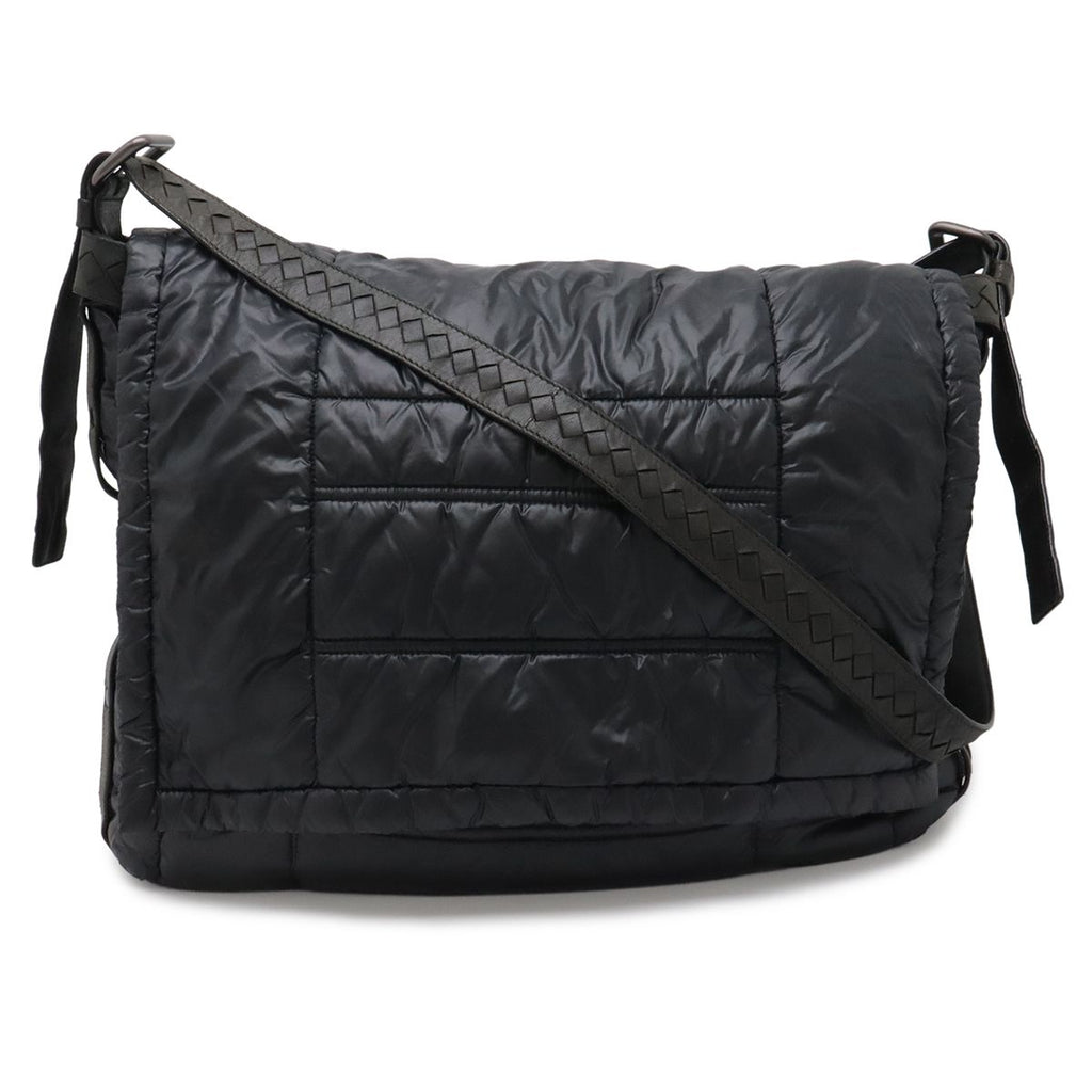 Bottega Veneta Spinner Shoulder Bag Nylon Leather Black