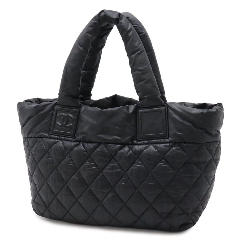Chanel Coco Cocoon Small Tote Quilted Nylon Leather Black Silver — view 2