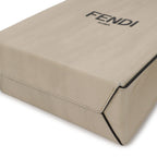 Fendi Shopping Small 2-Way Shoulder Bag Crossbody Leather Beige Black Silver — view 3