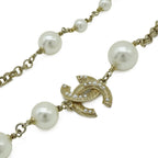 Chanel CC Logo Faux Pearl Necklace Pendant Gold Plated Ivory — view 2