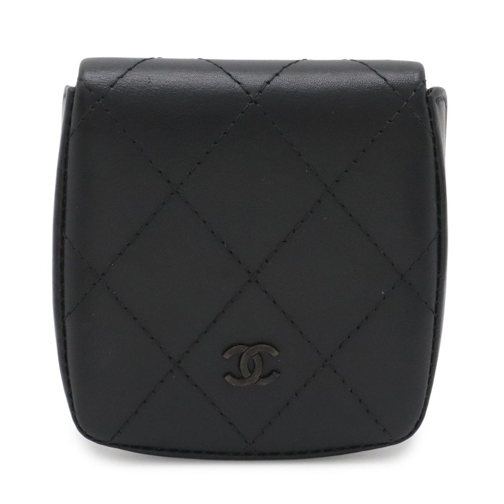 Chanel CC Logo Coin Purse Leather Black